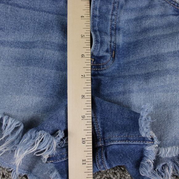 Hollister Button Fly Denim Shorts Juniors 7 Blue High Rise Boyfriend Stretch - Picture 6 of 8